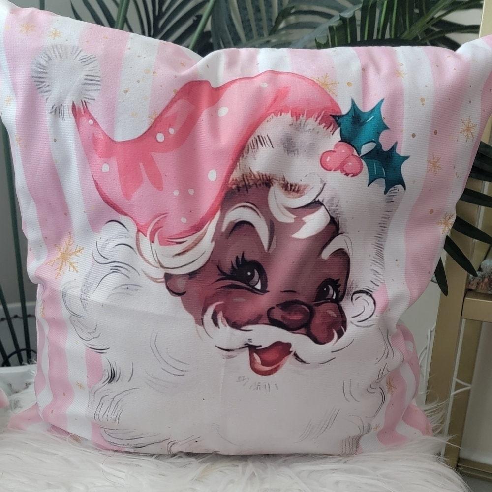 Vintage Brown Santa Claus Christmas Pillow Covers - Set of 2 covers only!